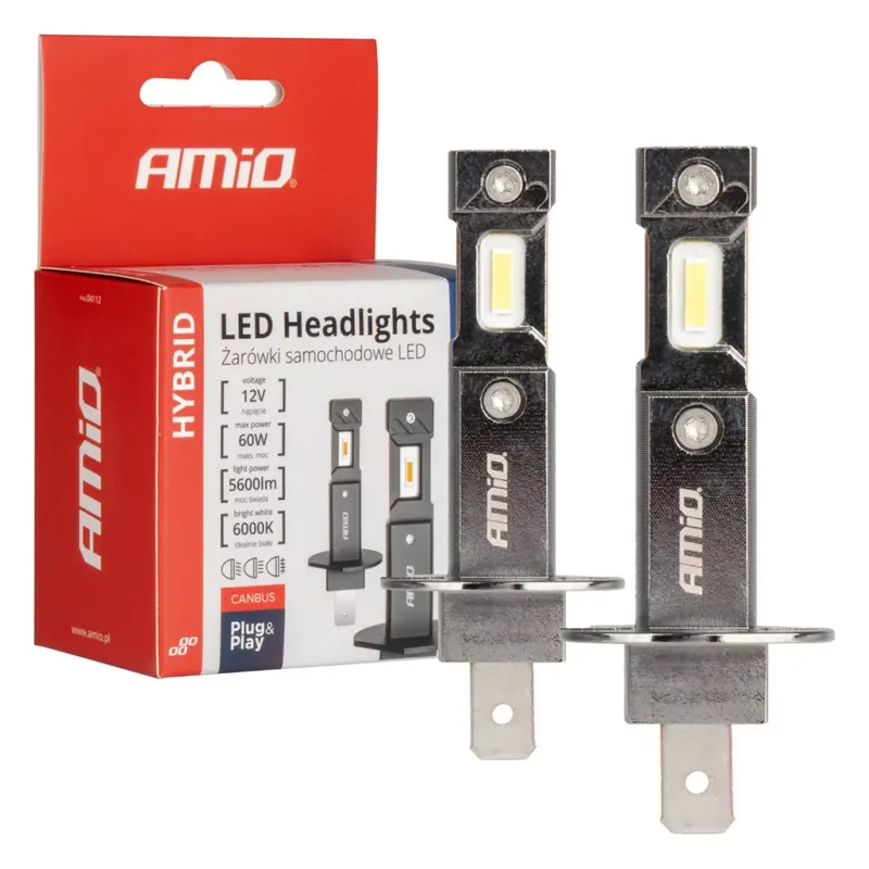 Amio LED fényszórók Hybrid sorozat H1 6000K Canbus 60W AMIO-04112 Akció
